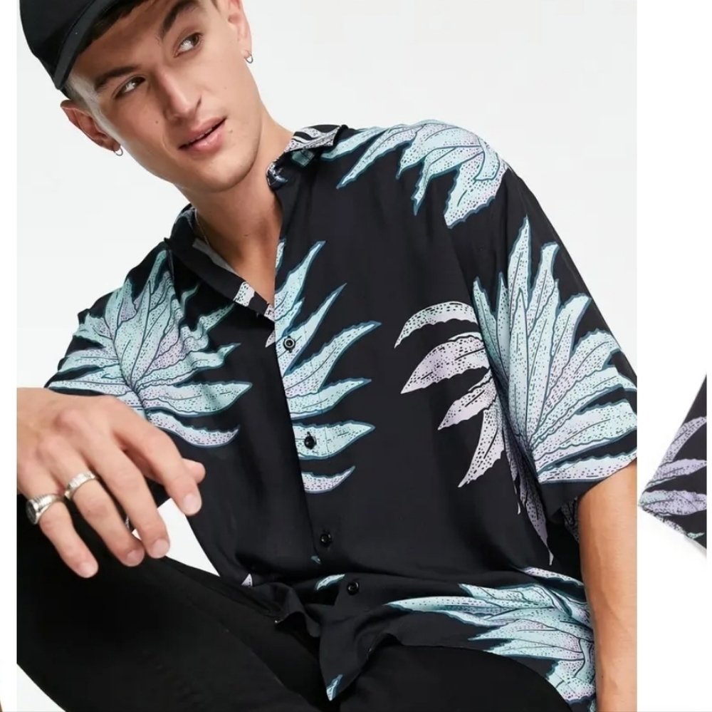 boxy Floral Print Shirt TOPMAN